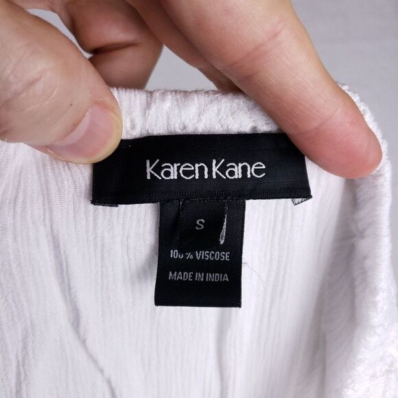 Karen Kane Boho Peasant Dress White Eyelet Lace Flowy Cottagecore Womens Small‎ - Picture 5 of 11